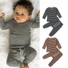 Roupas conjuntos de pudcoco nascidos menino menina roupas de algodão listrado de manga longa Tops calças 2pcs roupas outono 0-24m