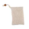 Naturlig exfolierande mesh tvålsparare sisal tvål sparare väska påse hållare för dusch badskumning och torkning p0906