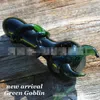 Pipa per fumatori in vetro Green Goblin Demon Pipa per erbe aromatiche a mano con fumo di tabacco nero del diavolo