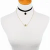 Collier ras du cou avec pendentif boule blanche et noire pour femmes, accessoires de bijoux en Imitation cuir