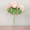 Faux blommor grönare rosa silk hortensia konstgjorda blommor brud bröllop näsduk blomma blommar rik pion falsk blomma vit hem dekoration j220906