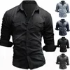 T-shirts pour hommes Automne Hommes Denim Tshirt Hommes À Manches Longues En Coton Doux Slim Jeans T-Shirts Homme Cowboy Tops Tees Xxxl 220906