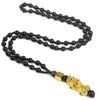 Strand 2 pièces or Pixiu Bracelet collier ensemble Feng Shui bouddhiste perle obsidienne hommes femmes richesse bonne chance bijoux