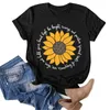 Women's T Shirts Women T-shirts Fashion Casual Sunflower Printing Round Neck Short Sleeve Tee Tops Summer Woman Clothes 2022