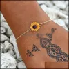 Andra smyckesuppsättningar Fashion Sunflower smyckesuppsättningar för kvinnor Creative Pendant Halsband örhängen Armband Ring Party Wedding D Yydhome Dhzvx