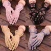 Women Vintage Sheer Short Lace Gloves Derby Tea Party Wrist Length Floral Gloves for Dinner Fancy Costume Accessories Gloves