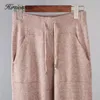 Pantaloni a due pezzi da donna Hirsionsan Set in maglia di cashmere da donna Maglione con scollo a V allentato Pantaloni a carota 2 pezzi Tute da donna Pantaloni Harem 220906