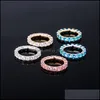 Para pierścionków 18K złoty Rhodium Pierścienie Krąg Luksusowy 4 mm Bling Zircon Women Fashion Exquipite Hip Hop Jewelry 3485 Q2 Dro Yydhhhome Dho3k