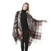 Plaid Poncho Winter Check owij Paszmina ponchoes Tassel grube szal Cape jesienne koce siatki szaliki Moda Klasyczny szalik z frędzlami BC92