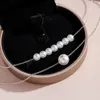 Semplice casual doppio strato di perle simulate perline ciondolo collana gioielli da donna