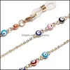 Óculos de sol Quadrões Longkeeper Crystal Beads Glasses Chain For Women Fashion Fashion Gold Metal Metal Sunglasses Strap Mas Bdejewelry DHXA1