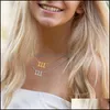 Pendant Necklaces Stainless Steel 111-666 Lucky Arab Number Necklaces For Women Men Choker Angel Letter Pendant Necklace Gol Yydhhome Dhwvv