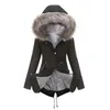 Kadın Trençkotları Soğuk Kış Ceketleri Kadınlar Parker Peluş Palto Kürklü Kabarık Yakalı Kapşonlu Sıcak Polar Gevşek Dış Giyim Palto Kalın Parkas