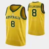 Tryckt FIBA ​​Patch Australien Basketboll Jersey National Team 7 Thon Maker 13 Sam Froling 5 Tyrese Proctor 10 Mitch McCarron 25 Rhys Vague 23 Keanu Pinder Green Yellow