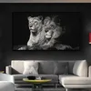 Canvas Painting Two Black Lion Wild Animals Posters and Prints Quadro Wall Art Picture for Living Room Cuadros Home Decoration