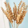 Sahte Çiçek Yeşillik Eucaliptüs Uzun Şube 5 Kafalar Altın Plastik Yapay Düğün Çiçekleri Yüksek Kaliteli Oturma Odası Ev Dekoru Sahte Bitki Düzenleme J220906