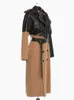 여자 트렌치 코트 eam 여성 카키 PU 가죽 큰 크기의 큰 크기 긴 트렌치 라펠 긴 슬리브 느슨한 wintbreaker 패션 스프링 가을 1DD0024 220906