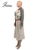 Trench da donna Joskaa Moda Contrasto Colore Risvolto Maniche lunghe Capispalla Giacca a vento casual Abiti firmati Autunno Trench lungo da donna 220906