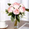 Faux Floral Verdure 1 Bouquet 7 Têtes Artificielle Pivoine Thé Rose Automne Soie Faux Fleurs Pour Bricolage Maison Jardin Décoration De Mariage J220906