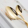 Flatware Sets 5Pcs Glossy Gold Stainless Steel Cutlery Tableware Set Kitchen Dinnerware Dinner Forks Knives Spoons Silverware