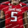 American College Football Wear NCAA TTU Texas Tech # 5 Patrick Mahomes II Black Jersey Red 2019 CFB 150TH Kansas City White Michael Crabtree KC Yellow Men's Jerseys