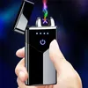 Double arc arc USB Light Light Rechargeable Electronic Lighters LED Screen Plasma Power Affichage Thunder Gadgets For Man with Package