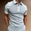 Herren Polos-Stil hochwertige Männer Polo Shirts Casual Patchwork Homme Polo Shirt Kurzärmel Turn-Down-Reißverschluss Kragen Polo 220906