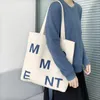 Evening Bags Women Canvas Shoulder Shopper Bag Letter Printing Large Korean Cotton Cloth Ladies Handbag Reusable Shopping