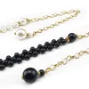 Belts Pattern Women Imitation Pearl Alloy Chain Black White Clothing Accessories F0225