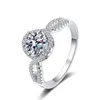 Bagues de grappe 100% bague de fiançailles Moissanite plaqué rhodium S925 argent brillant coupe diamant bandes de mariage bijoux de mariée pour les femmes