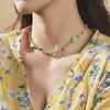 Gargantilla creatividad resina fruta Kiwi collar moda declaración hecho a mano colorido con cuentas collares de clavícula para mujer chica joyería