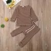 Zestawy odzieży Pudcoco urodzone dziecko chłopiec ubrania bawełniane w paski T-shirt z długim rękawem