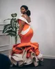 2022 Árabe Aso Ebi Naranja Sirena Vestidos de baile Cristales con cuentas Noche Fiesta formal Segunda recepción Cumpleaños Vestidos de compromiso Vestido ZJ617