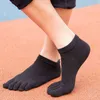Athletic Socks High Quality Toe Men Five Fingers Cotton Cycling Ankle Sock Sport Running Solid Color Black White Sox Male sock L220905