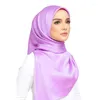 Boinas 90 90cm Pañuelo cuadrado de seda Hijab Moda Mujer Chales de colores sólidos y envoltura Oficina Señora Cuello de pelo Foulard India Pañuelo musulmán