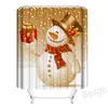 Pupazzo di neve di Natale Tende da doccia Albero di Natale Regalo di Babbo Natale Stampato Tappeto da bagno Tappetino da toilette impermeabile Tende da doccia Set BH7495 TQQ