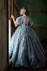 Dusty Blue 2023 Flower Girl Sukienki Kwiatowarki luksusowe suknie z piórami na sesję zdjęciową