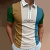 Polo da uomo Camicia manica corta Estate Lettera Stampa Colori T-shirt Top Risvolto Cerniera Casual 220906