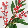 Faux Floral Greenery 4 szt. Symulacja duszpasterska Owoce 3 widelca czerwona jagoda dekoracyjna sztuczna gałąź jagodowa J220906