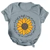 Women's T Shirts Women T-shirts Fashion Casual Sunflower Printing Round Neck Short Sleeve Tee Tops Summer Woman Clothes 2022