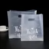 Hediye Sargısı 50 PCS Teşekkürler Plastik Torbalar Alışveriş Paketleme Çantaları Saplamalı Noel Düğün Partisi Mücevher Giyim Sarma Çantası 220906