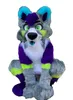 2022 longue fourrure Husky chien renard mascotte Costume dessin animé tenues Fursuit Halloween Costume à fourrure