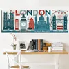 Drucken Sie Leinwand-Kunst-Abstrakte Big Ben-London-Eye-Brücke-Stadtgebäude-Landschaftsmalerei-modernes Wand-Bild-Plakat für Wohnzimmer