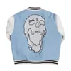 Jackets de jaquetas masculinas Rua Vintage Skull Skull Bordered Baseball Jacket