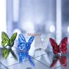 Decorative Objects Figurines Butterfly Wings Fluttering Glass Crystal Papillon Lucky Glints Vibrantly with Bright Color Ornaments Home Decore 220906