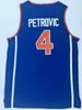 Wskt College porte un maillot de basket-ball bon marché pour hommes Jugoslavija Yougoslavie # 4 cousu Cibona Drazen Petrovic # 10 chemises bleu marine ordre de mélange