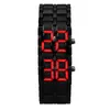 Specialpris LED -klocka Fashion Lava Style Iron Faceless Red Blue Digital Watch Armband Binary LED -handledsur för Man Women Gold