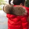 Projektantka mody Baby Girls Płaszcz Zima nowa kurtka dla dzieci Długie rękawowe duże włosy kołnierz noszą krótkie chłopców i dziewczęta grube zamek błyskawiczny cztery kolory