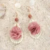 Bohemian Summer Beach Dangle Boucle D'oreille Vintage Goutte D'eau Tissu Fleur Boucles D'oreilles Brincos Partie Bijoux