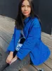 Parkas en duvet pour femmes Cryptographic hiver bleu surdimensionné vestes bouffantes pour femmes mode décontractée chaud coton boutonné manteau matelassé et veste en vrac 220906